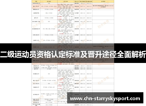 二级运动员资格认定标准及晋升途径全面解析